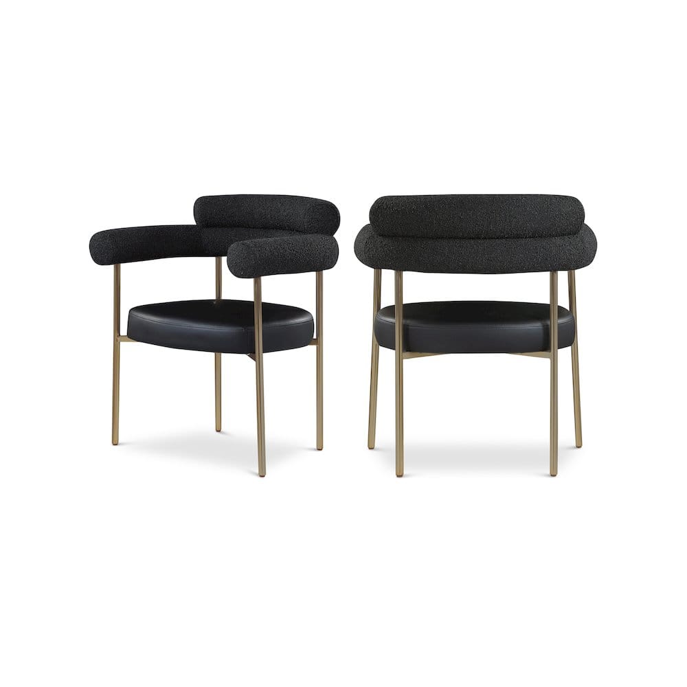 Meridian Furniture - Blake Vegan Leather / Boucle Fabric Dining Chair, Set of 2 - Black