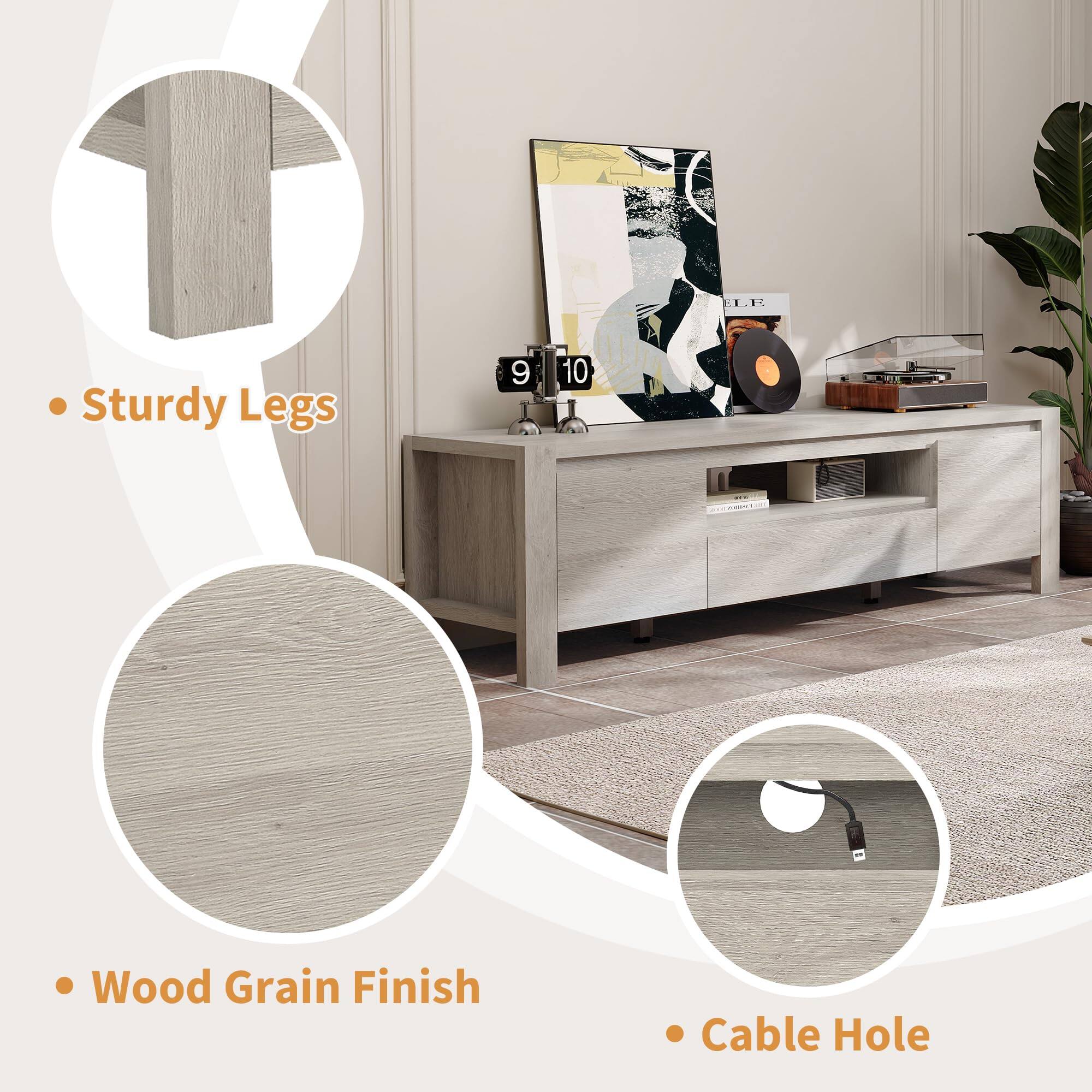 - Sturdy Legs
- Wood Grain Finish
- Cable Hole