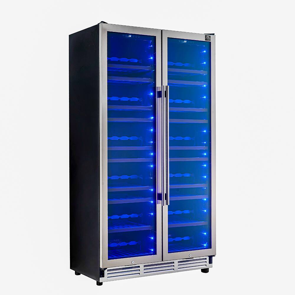 Angle. Forno Appliances - Vernazza 166-Bottle Dual Zone Wine Cellar - Stainless steel.