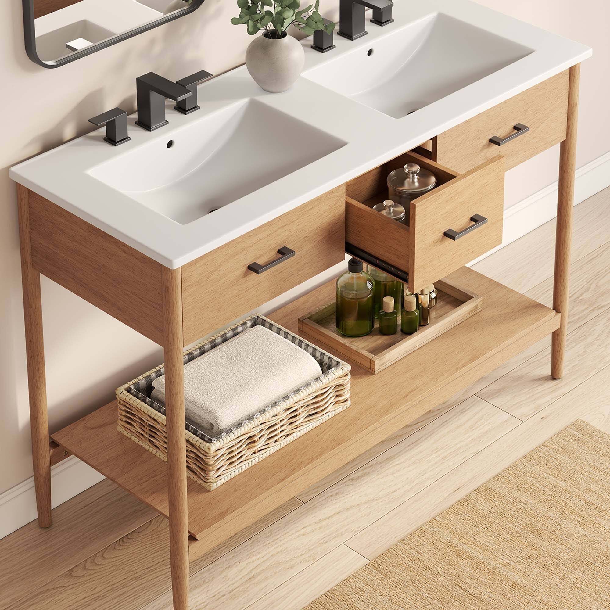 Alt View 1. Modway - Zaire Bathroom Vanity Basin Included by Modway - Natural White.