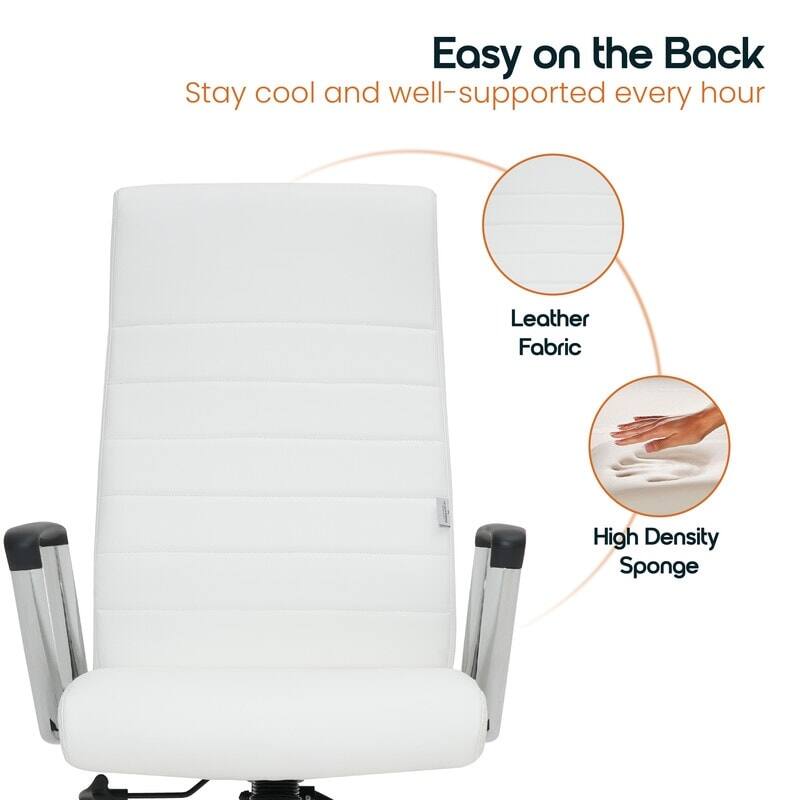Easy on the Back  
Stay cool and well-supported every hour  

- Leather Fabric  
- High Density Sponge
