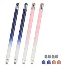Front. Unique Bargains - 4pcs Stylus Pens for Touch Screens, 2 in 1 High Sensitivity Universal Pen Capacitive Stylus for Touch Screen Devices - Blue Pink.