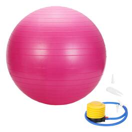 Unique Bargains - Yoga Ball, Exercise Ball 25.6" PVC Anti-Slip Stability Pilates Extra Thick with Pump - For Gym Balance Fitness - Pink
