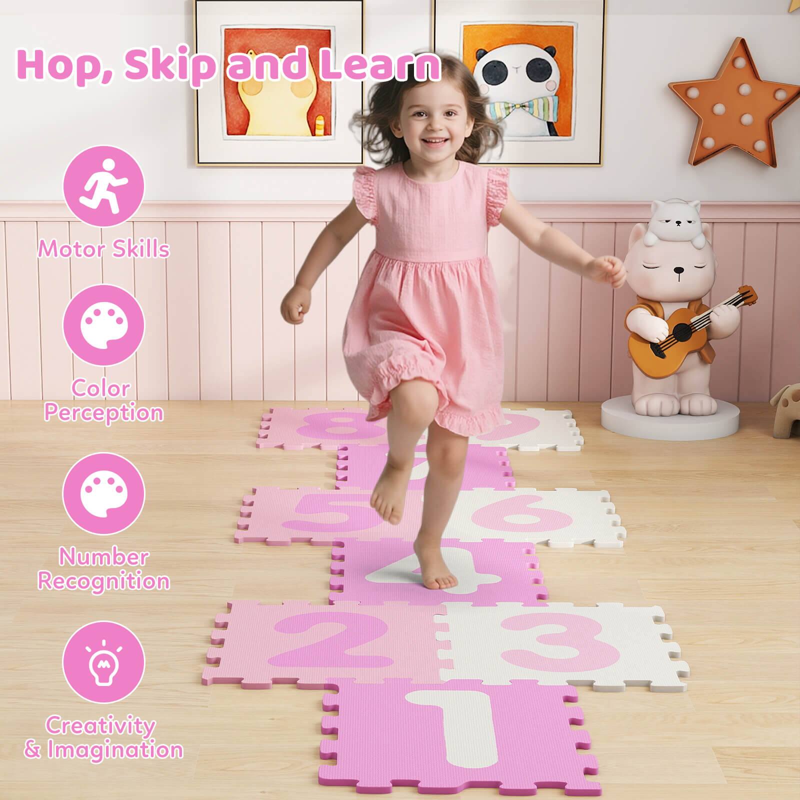 Hop, Skip and Learn

- Motor Skills
- Color Perception
- Number Recognition
- Creativity & Imagination