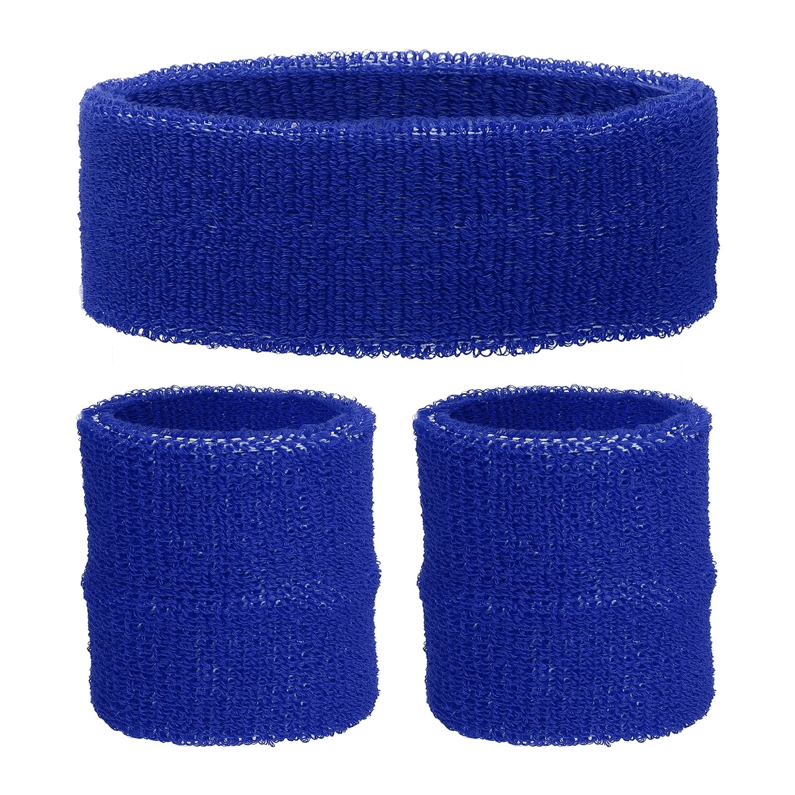 Unique Bargains - Sweatband Set, 1pc Headband + 2pcs Wristbands Moisture Wicking Breathable Athletic Bands 3pcs for Sports - Blue price history on PriceWatchPro