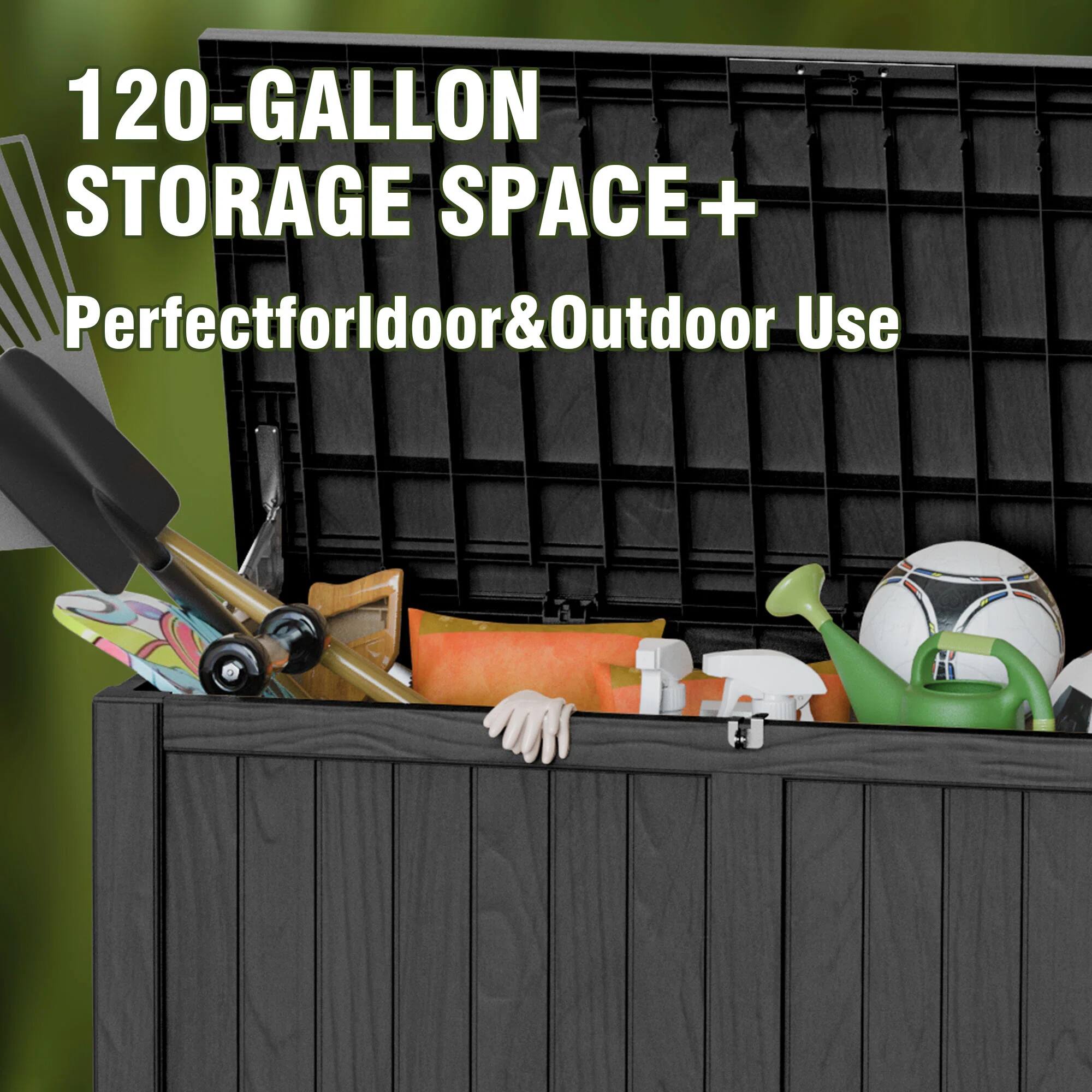 120-GALLON STORAGE SPACE +  
Perfect for Indoor & Outdoor Use