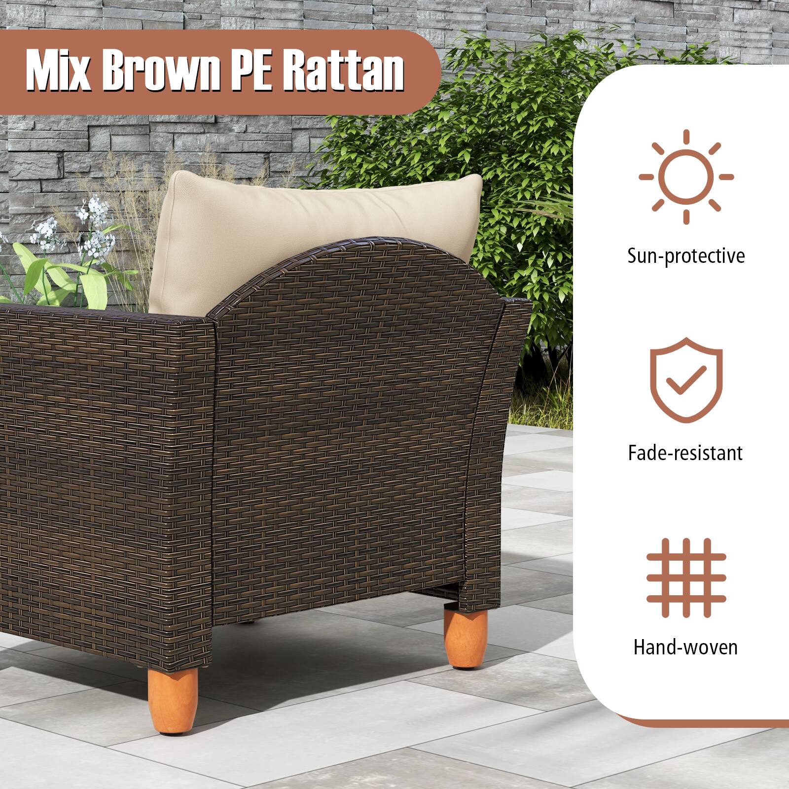 Mix Brown PE Rattan

- Sun-protective
- Fade-resistant
- Hand-woven