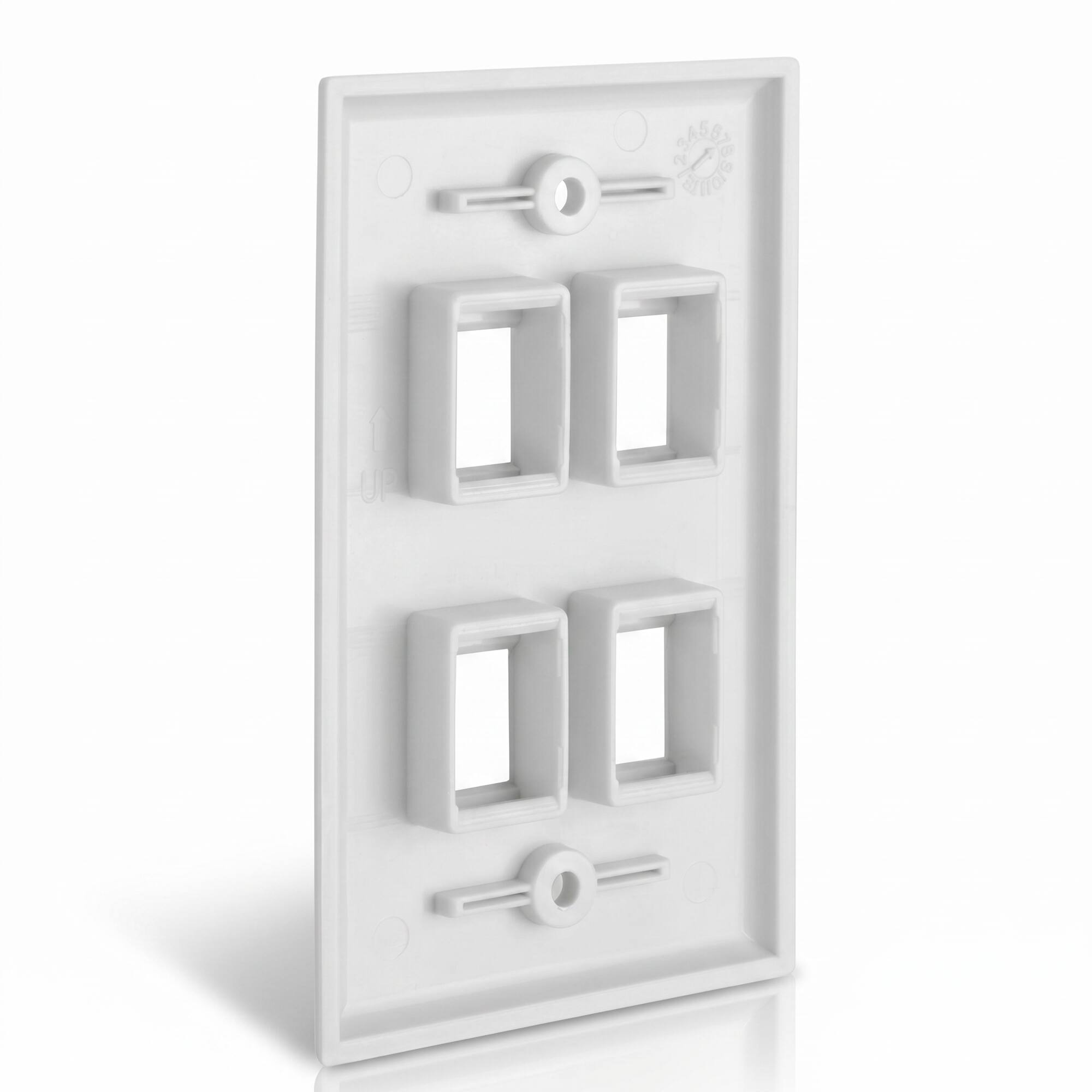 Angle. Cmple.com - Cmple - Keystone Wall Plate Cover Ethernet Wall Plates for Modular Inserts, RJ45 Keystone Jack - 4 Port - White - White.