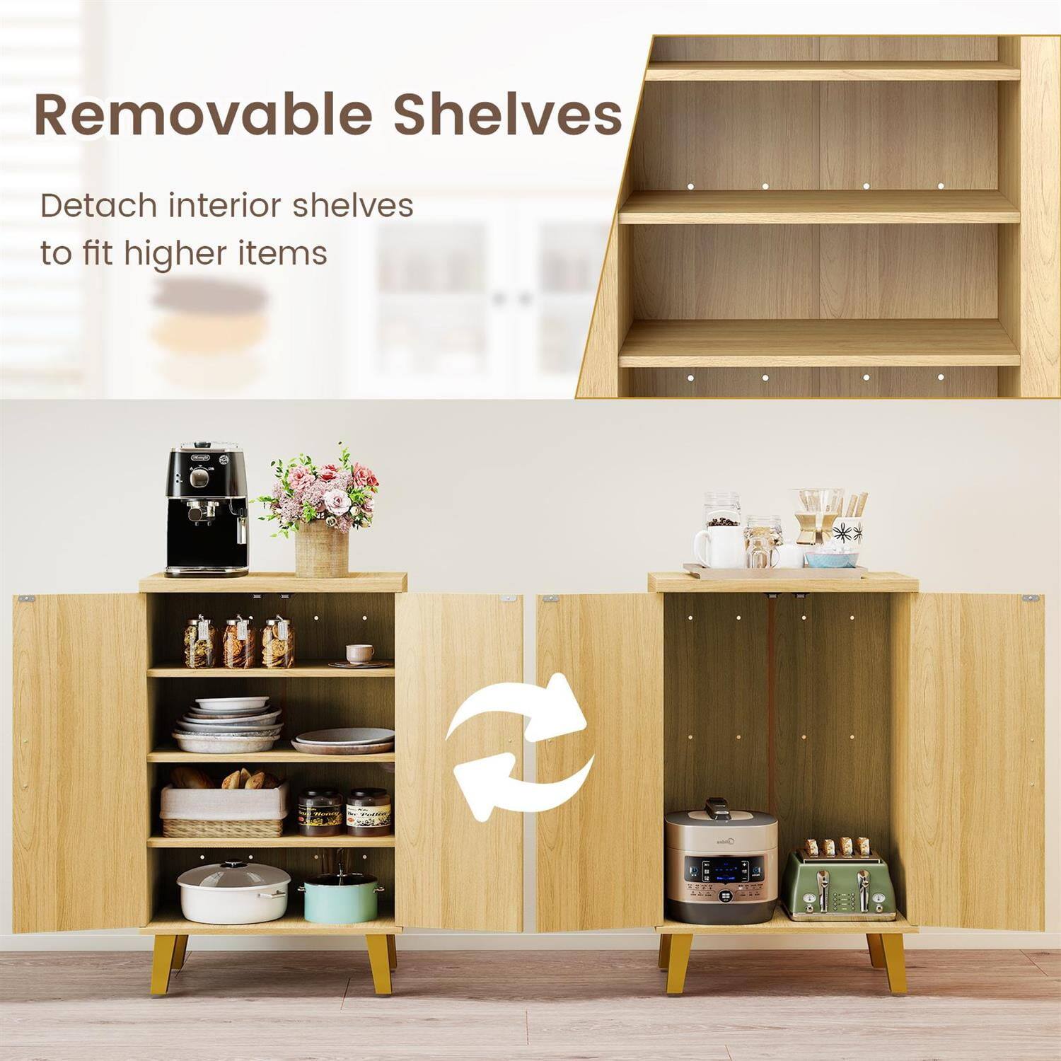 Removable Shelves

Detach interior shelves to fit higher items