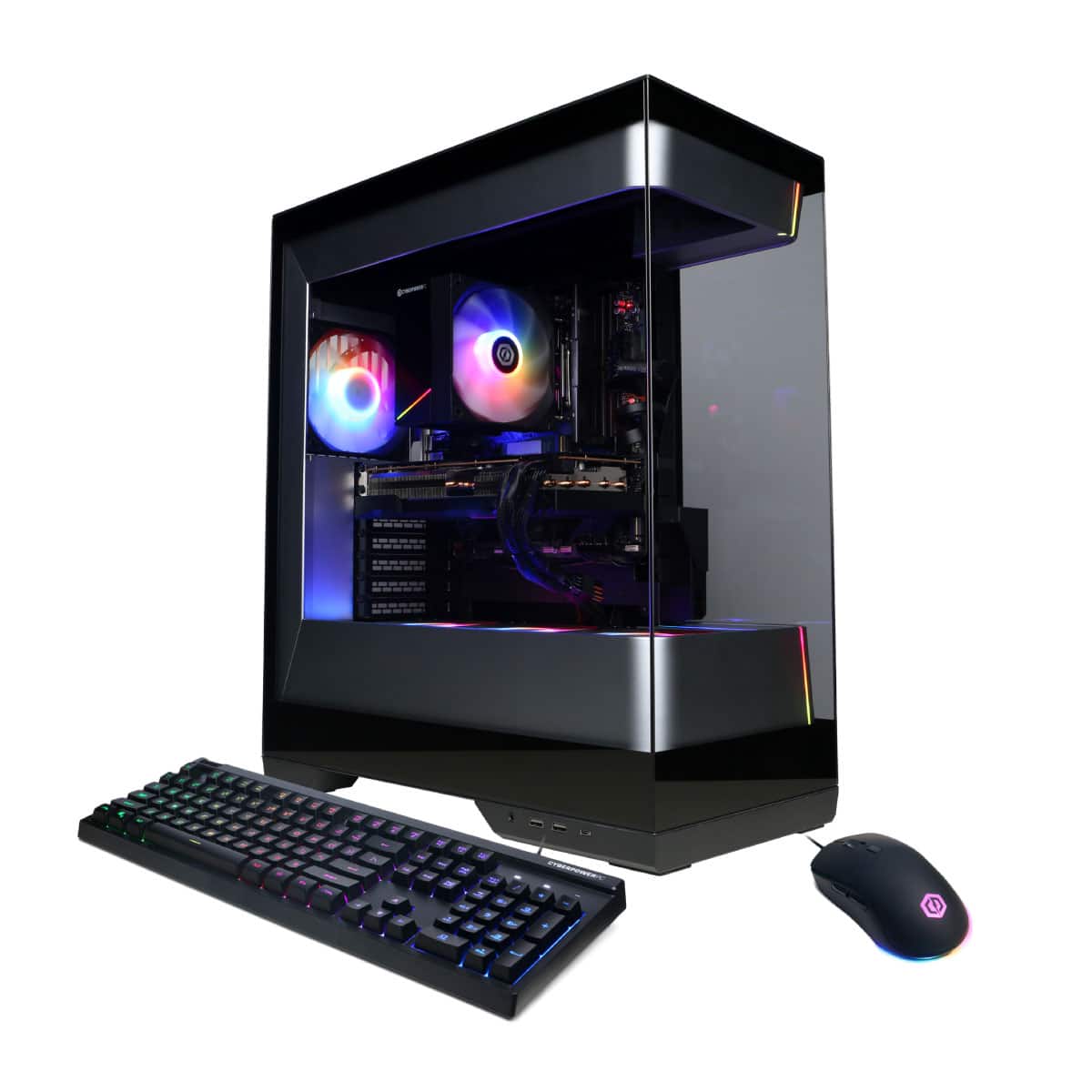 Front. CyberPowerPC - Gaming Desktop - AMD Ryzen 7 8700F - AMD Radeon RX 7700 16GB - 16GB DDR5 - 1TB PCIe 4.0 SSD Storage - Black.