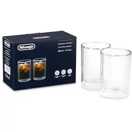 DeLonghi
2 Bicchieri Cold Brew
2 Cold Brew glasses
220 ml - 7.4 fl.oz.
Dishwasher Safe
Microwave Safe
Double Wall