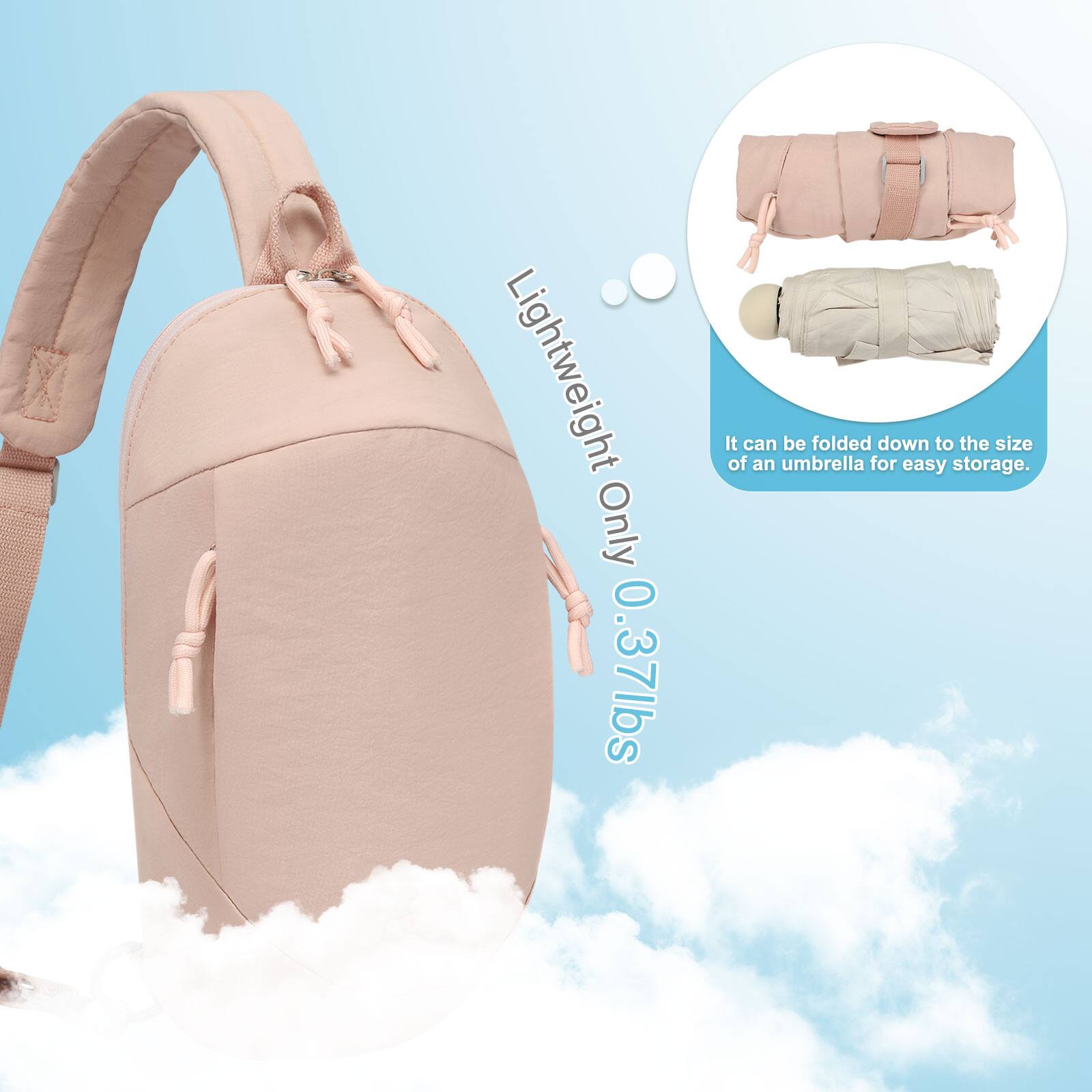 Lightweight Only 0.37lbs  
It can be folded down to the size of an umbrella for easy storage.