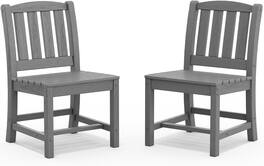 SERWALL - Outdoor Dining Chairs Set of 2, All-Weather HDPE Patio Armless Chairs Suitable Outdoor Dining Table, Grey - Gray