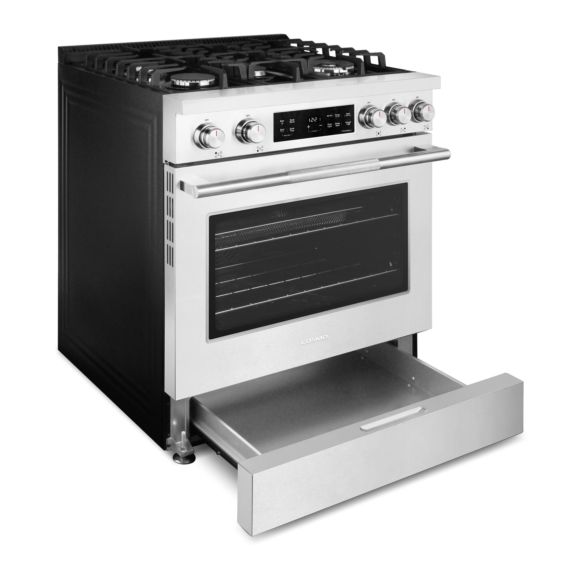 Alt View 7. COSMO - COS-RGS305SS 30 in. Stellar Collection 4.6 cu. ft. Gas Range, 5 Burners, Convection Oven, Cast Iron Grates - Stainless Steel.