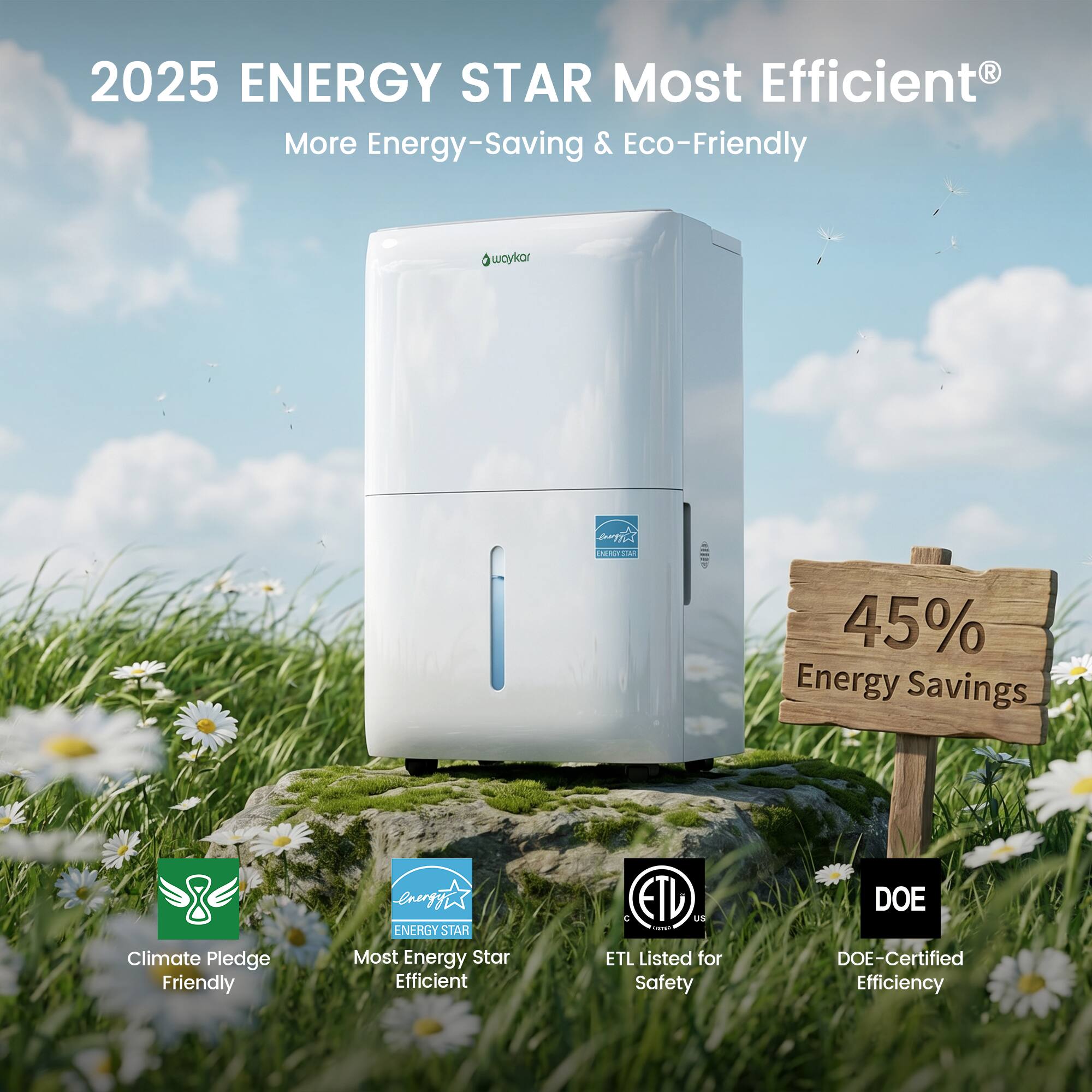 2025 ENERGY STAR Most Efficient®  
More Energy-Saving & Eco-Friendly  

45% Energy Savings  

Climate Pledge Friendly  

ENERGY STAR Most Energy Star Efficient  

ETL Listed for Safety  

DOE-Certified Efficiency