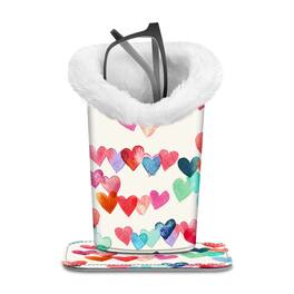 Kitcheniva - PU Leather Plush Lined Eyeglasses Protective Cover Holder Magnetic Stand Desk Organizer - Raining Hearts