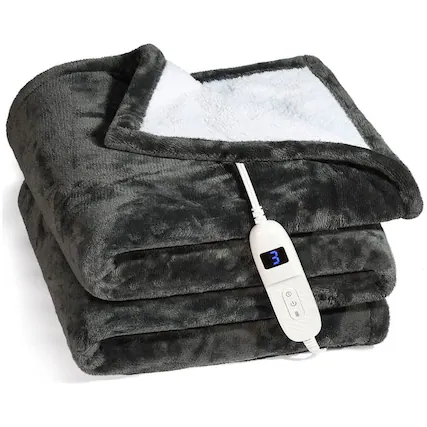 Front. Medical King - Electric Heated Blanket with Hand Controller for 10 Heating Settings Gray 50 x 60 - Grey.