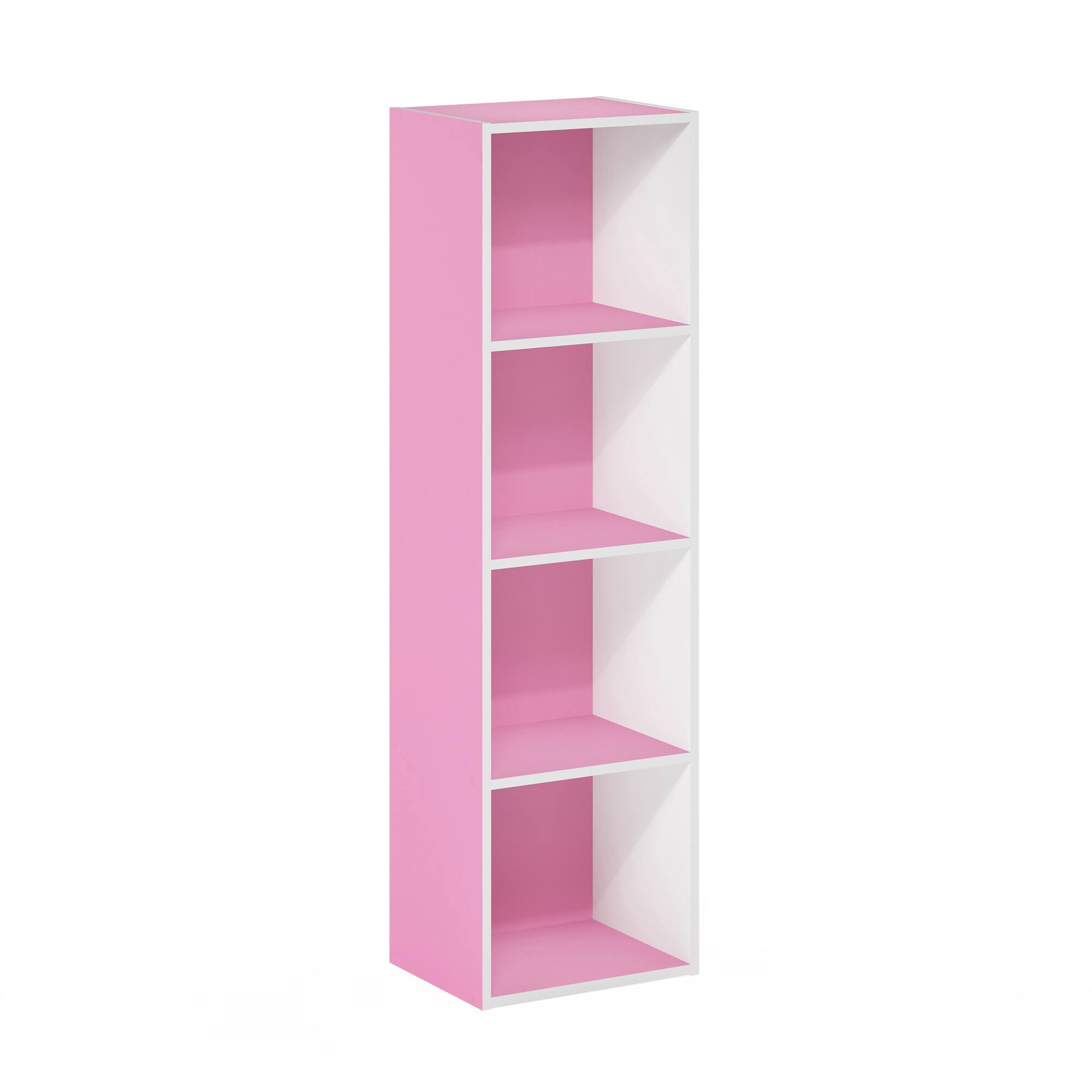 Furinno - Pasir 4-Tier Open Shelf Bookcase - Pink/White
