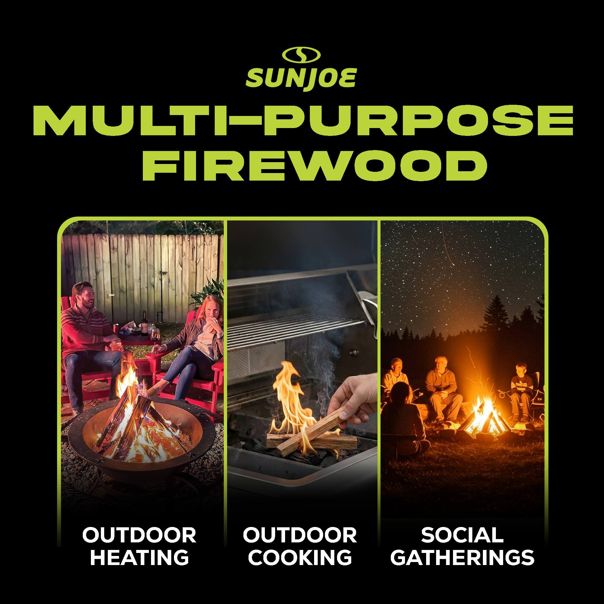 SUNJOE MULTI-PURPOSE FIREWOOD  
OUTDOOR HEATING  
OUTDOOR COOKING  
SOCIAL GATHERINGS