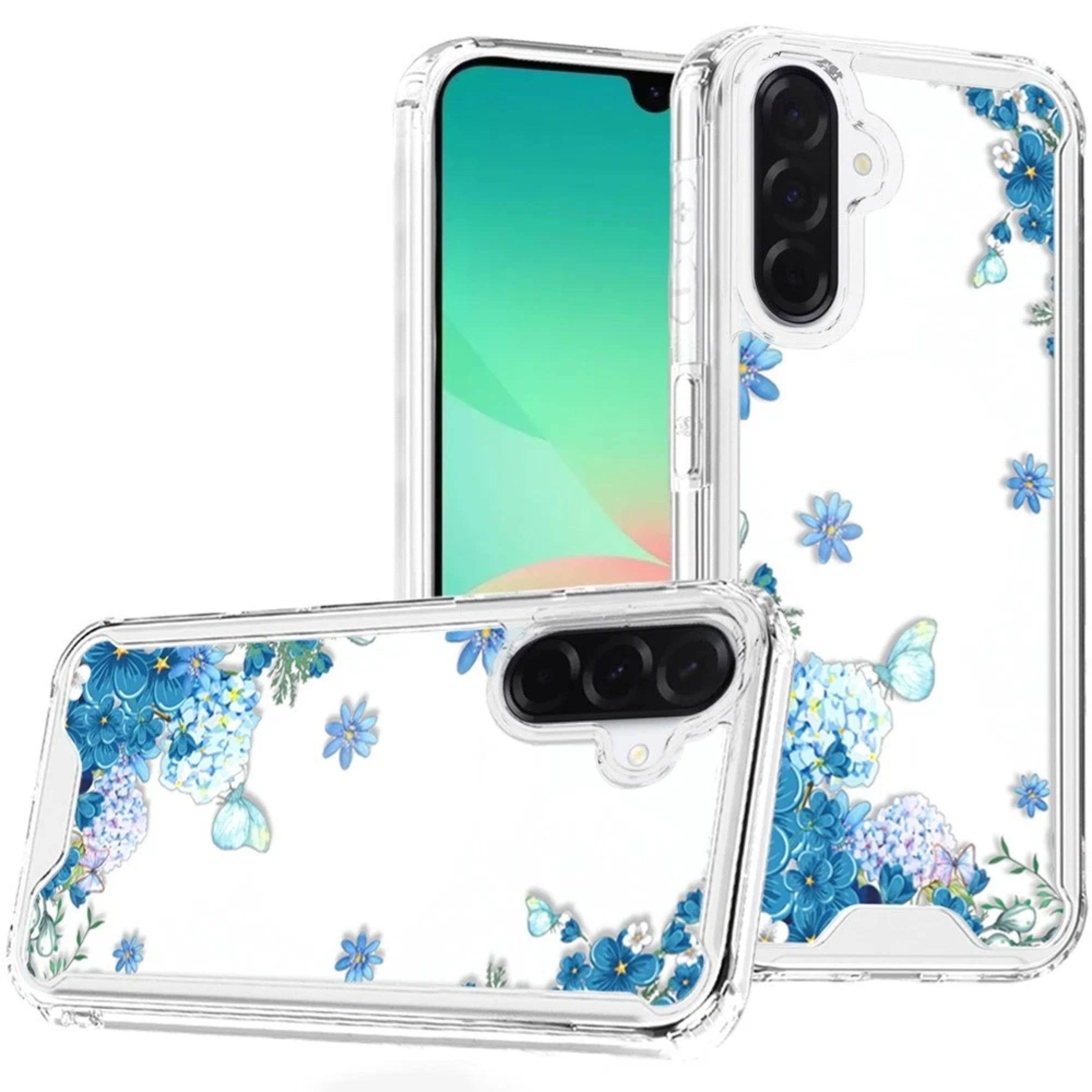 Kitcheniva - Whimsical Graphic Case With Ultra-Clear TPU Shell & Tempered Glass For Samsung A27 5G Blue Floral Cascade - Multicolor price history on PriceWatchPro