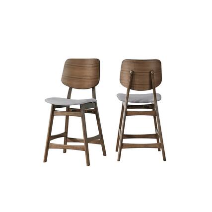 Front. New Classic Furniture - Oscar Wood Counter Chair in Walnut/Dark Gray (Set of 2) - Grey.