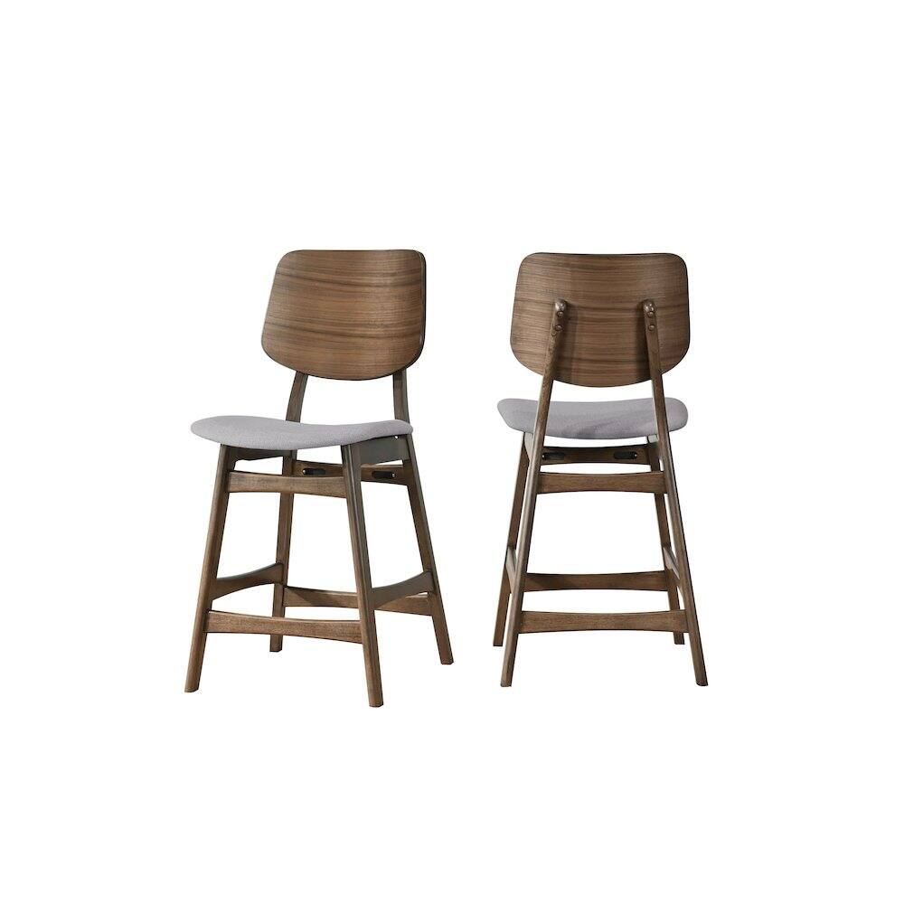 Front. New Classic Furniture - Oscar Wood Counter Chair in Walnut/Dark Gray (Set of 2) - Grey.