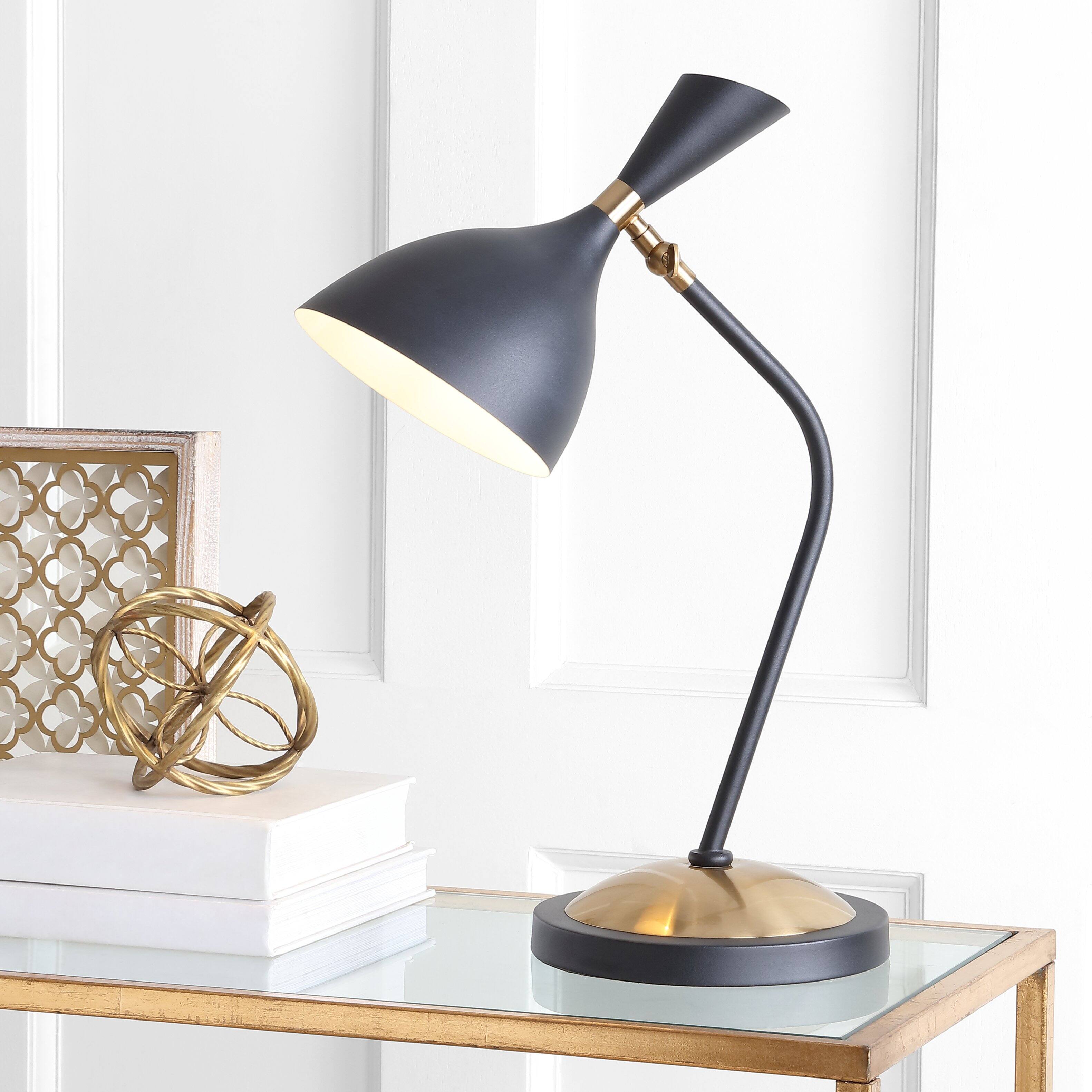 Alt View 1. Jonathan Y - Albert 21.5" Iron Retro Mid-Century LED Table Lamp, Black/Gold - Black/Brass Gold.