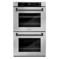 ZLINE - 30 in. Autograph Double Wall Oven w/ Air Fry and Self Clean w/ Black Handles - Stainless steel