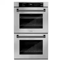 ZLINE - 30 in. Autograph Double Wall Oven w/ Air Fry and Self Clean w/ Black Handles - Stainless Steel - Front_Zoom