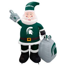 Logo Brands - Michigan State Spartans 7' Inflatable Santa - Multicolor
