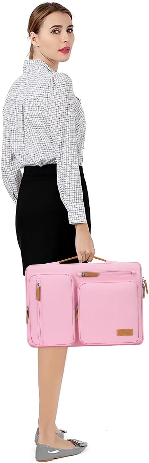 Alt View 2. mosiso - 360 Protective Laptop Handbag Sleeve 15-15.6 inch for MacBook Pro 16 HP Acer Dell Lenovo ASUS - Pink.
