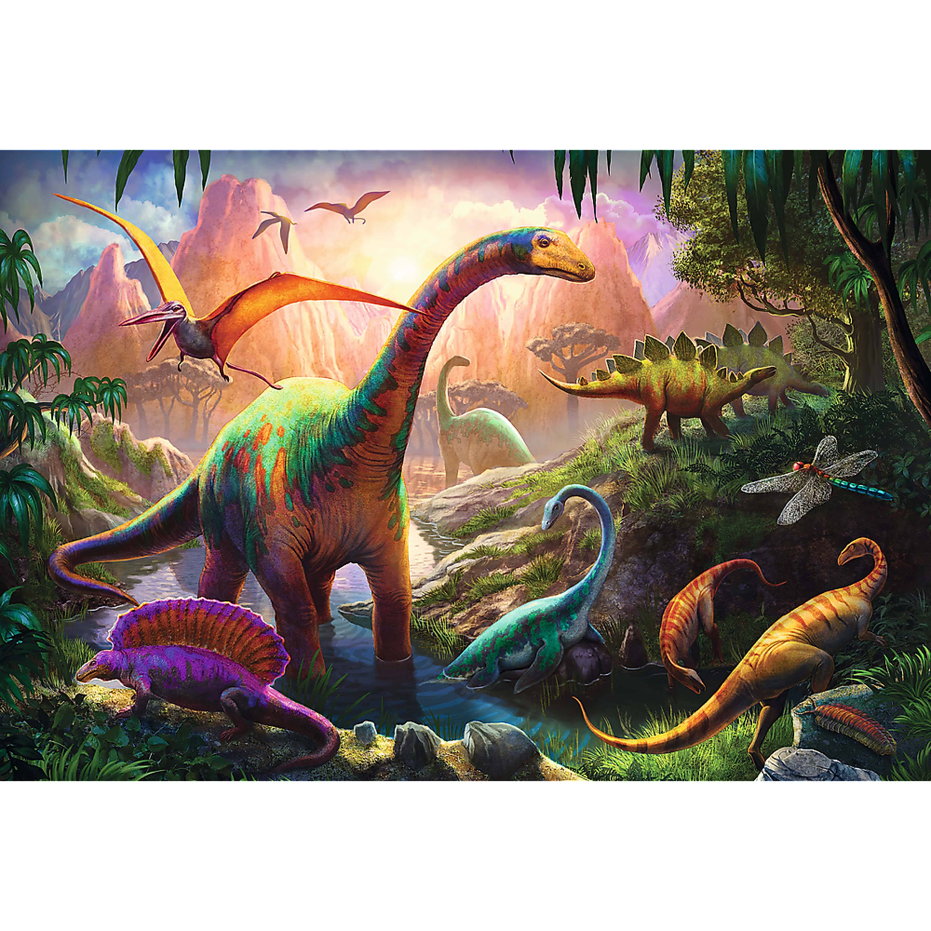 Alt View 1. Trefl - Trefl Red 100 Piece Kids Puzzle - Dinosaurs' Land.
