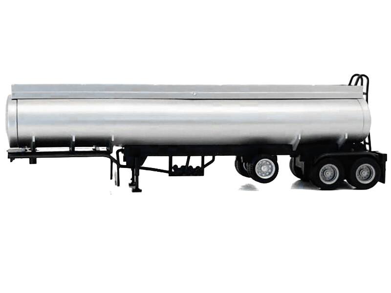 Angle. Promotex - Tag-Axle Elliptical Tanker Trailer Silver 1/87 (HO) Plastic Model by Promotex - Silver.