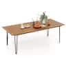 Costway - 86.5-Inch Outdoor Dining Table with Acacia Wood Tabletop & Metal Legs Umbrella Hole - Natural,Black