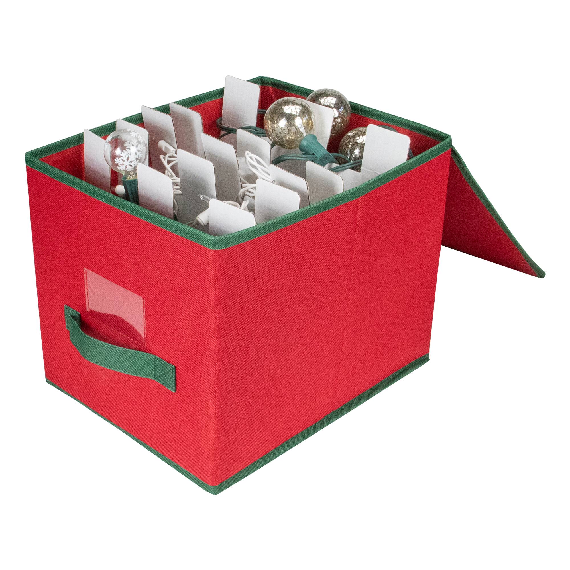 Northlight - Christmas Ornament Storage Box with Removable Dividers - 13" - and Green - Red