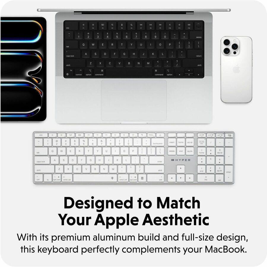 Designed to Match Your Apple Aesthetic

With its premium aluminum build and full-size design, this keyboard perfectly complements your MacBook.