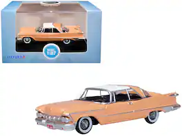 Oxford Diecast - 1959 Chrysler Imperial Crown 2 Door Hardtop Persian Top 1/87 (HO) Scale - Pink With White