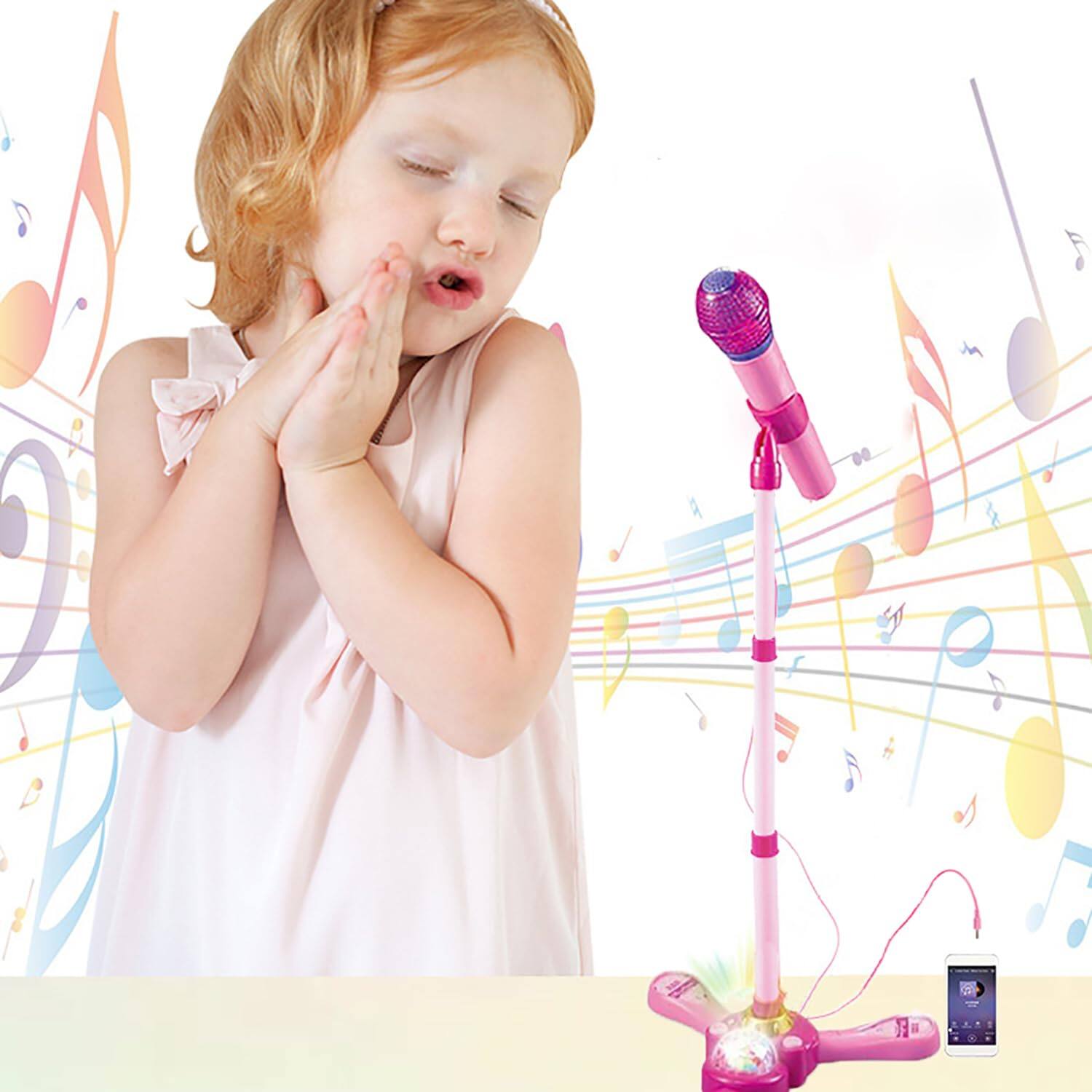 Alt View 3. Empire DigiLabs - Karaoke Machine With Stand Microphone Flashing Stage Lights Adjustable Gift For Years Old - Default.