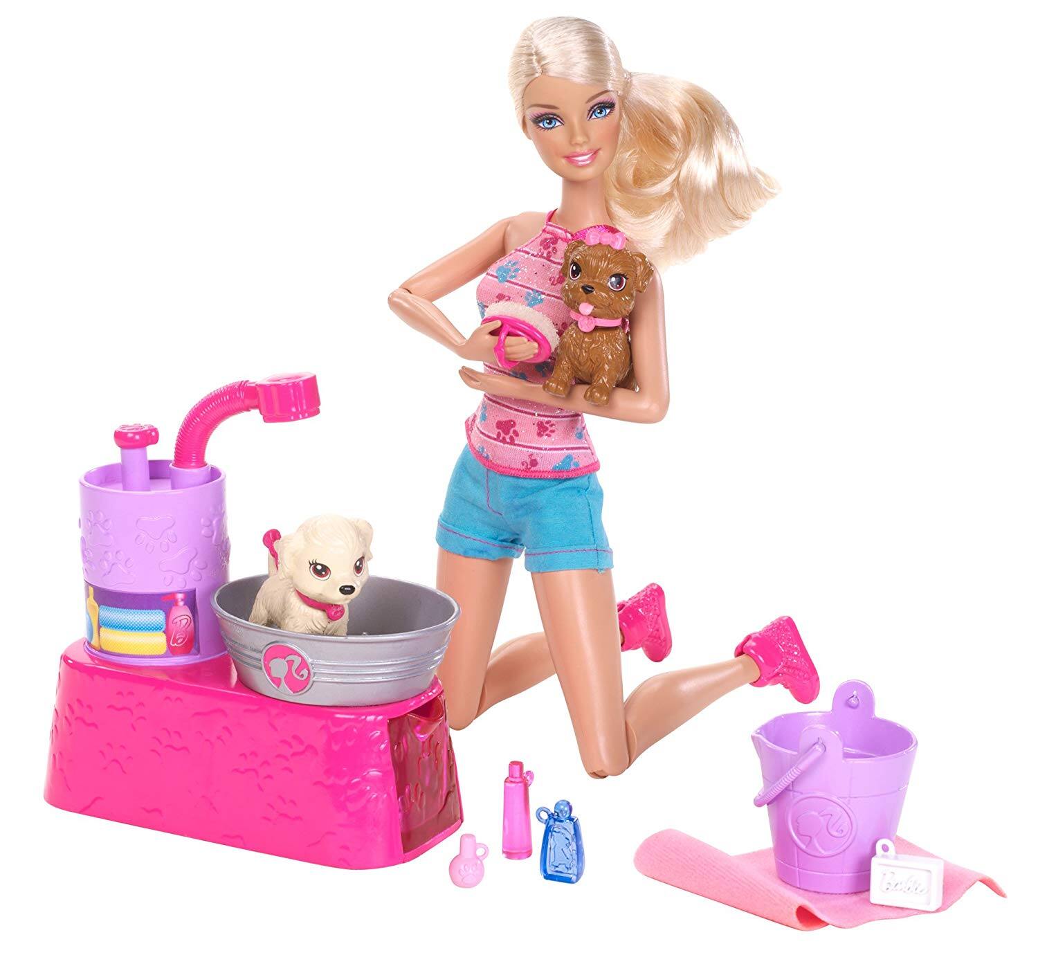 Alt View 2. Barbie - Barbie Suds & Hugs Pups Playset - Includes Barbie doll, 2 puppies, bath-themed outfits, and countless bath accessories - Multi.