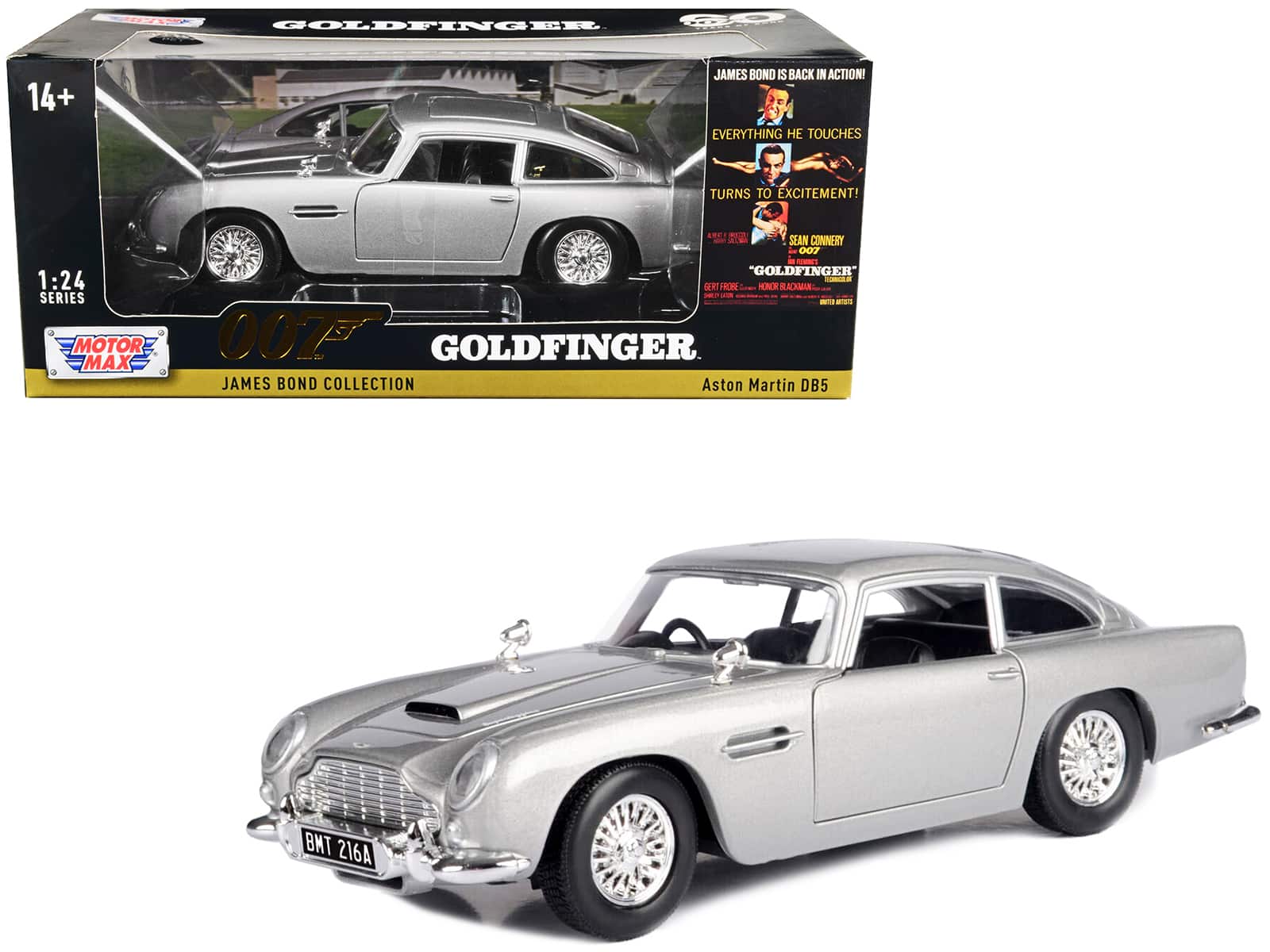 "Aston Martin DB5 RHD Silver Metallic James Bond 007 ""Goldfinger"" (1964) Movie 1/24 Diecast Model Car by Motormax" price history on PriceWatchPro