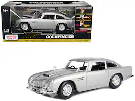 Aston Martin DB5 RHD Silver Metallic James Bond 007 "Goldfinger" (1964) Movie 1/24 Diecast Model Car by Motormax