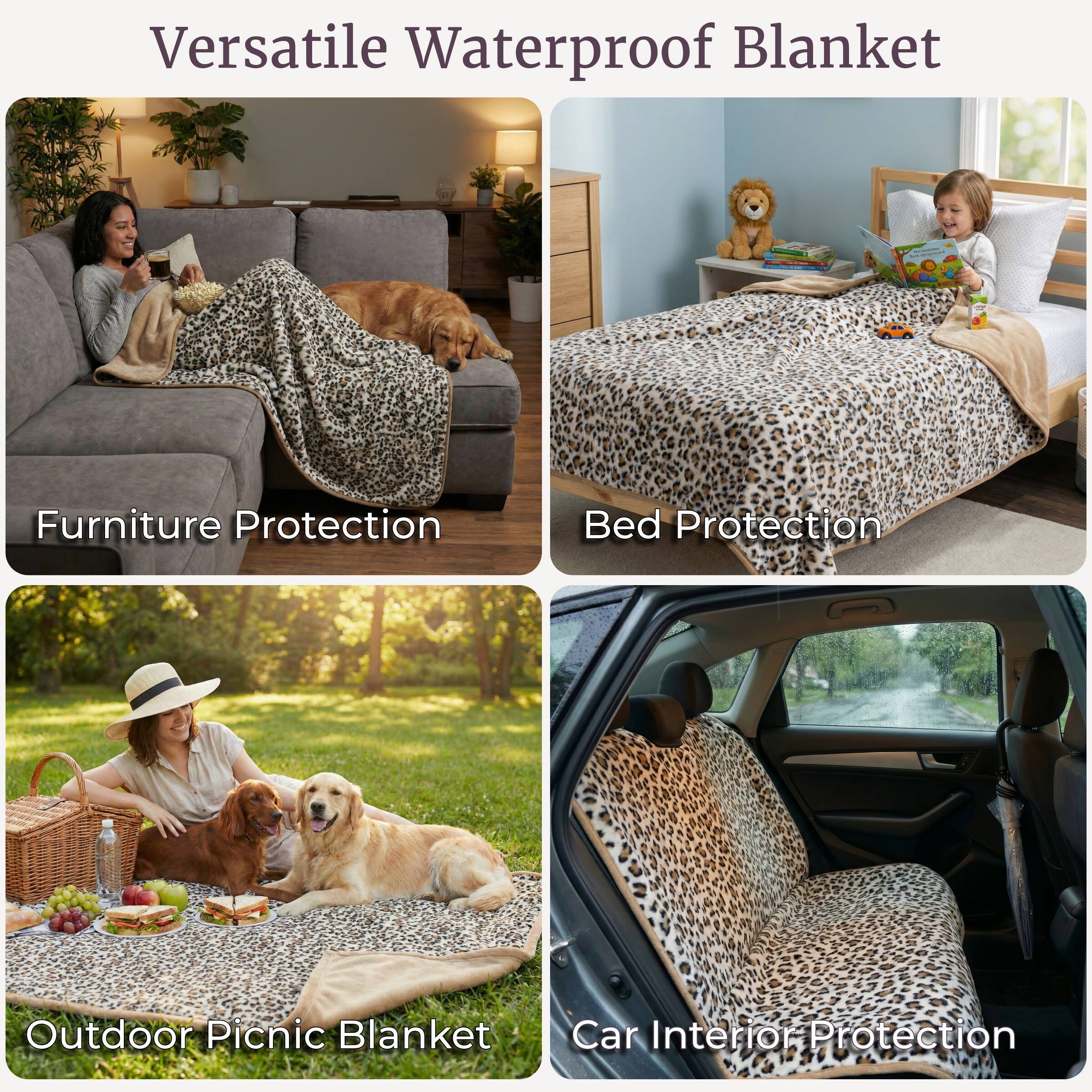 Versatile Waterproof Blanket

Furniture Protection

Bed Protection

Outdoor Picnic Blanket

Car Interior Protection
