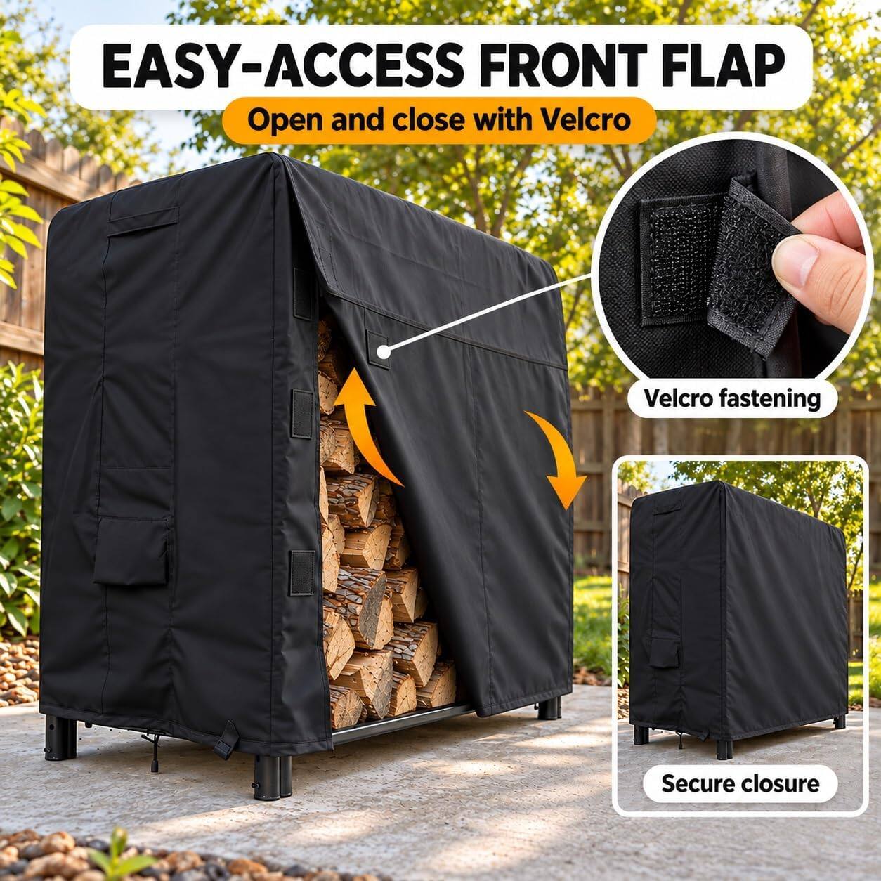 KHOMO GEAR Firewood Rack Cover 4ft Waterproof, Outdoor Log Rack Cover ...