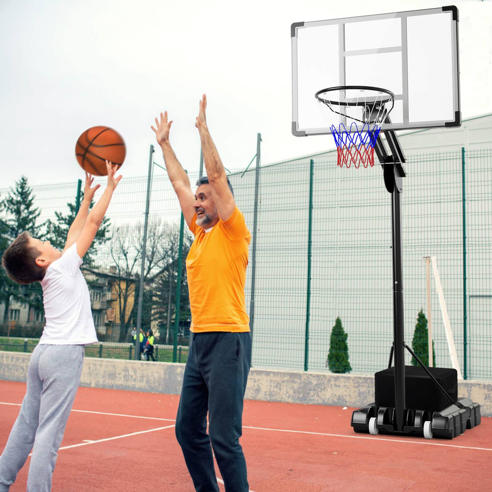 Alt View 1. Costway - Costway Portable Basketball Hoop System 4.9-10 FT Adjustable W/Weight Bag Wheels Outdoor - Gray.