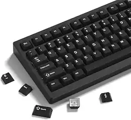 Womier - Double Shot PBT Keycaps Set , Cherry Profile Custom Keycaps for All US Layout Gaming Mechanical Keyboard - Black-124 Keys