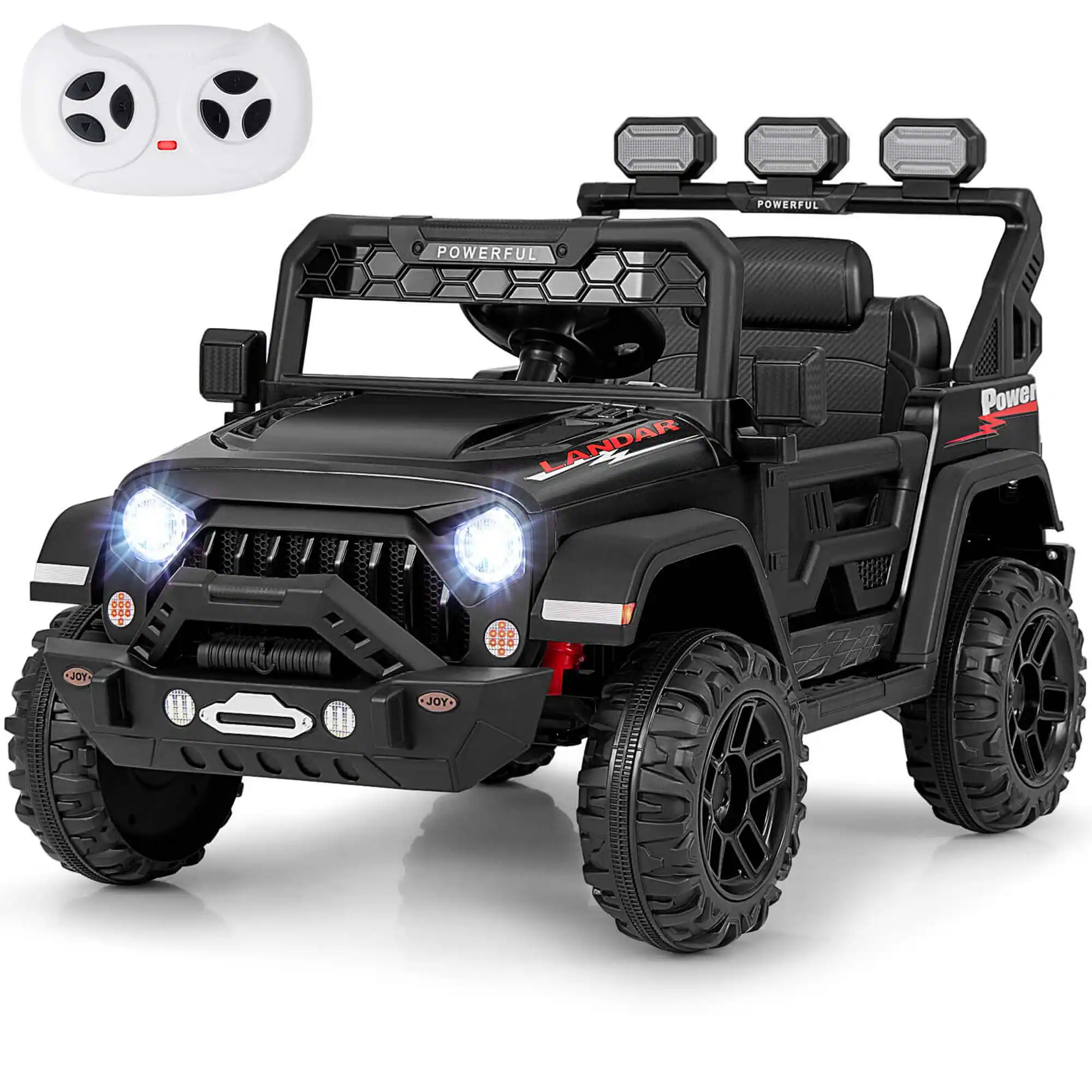 Costway - 12V Kids Ride On Truck with 2*12V Motors Spring Suspension & Remote Control - Black