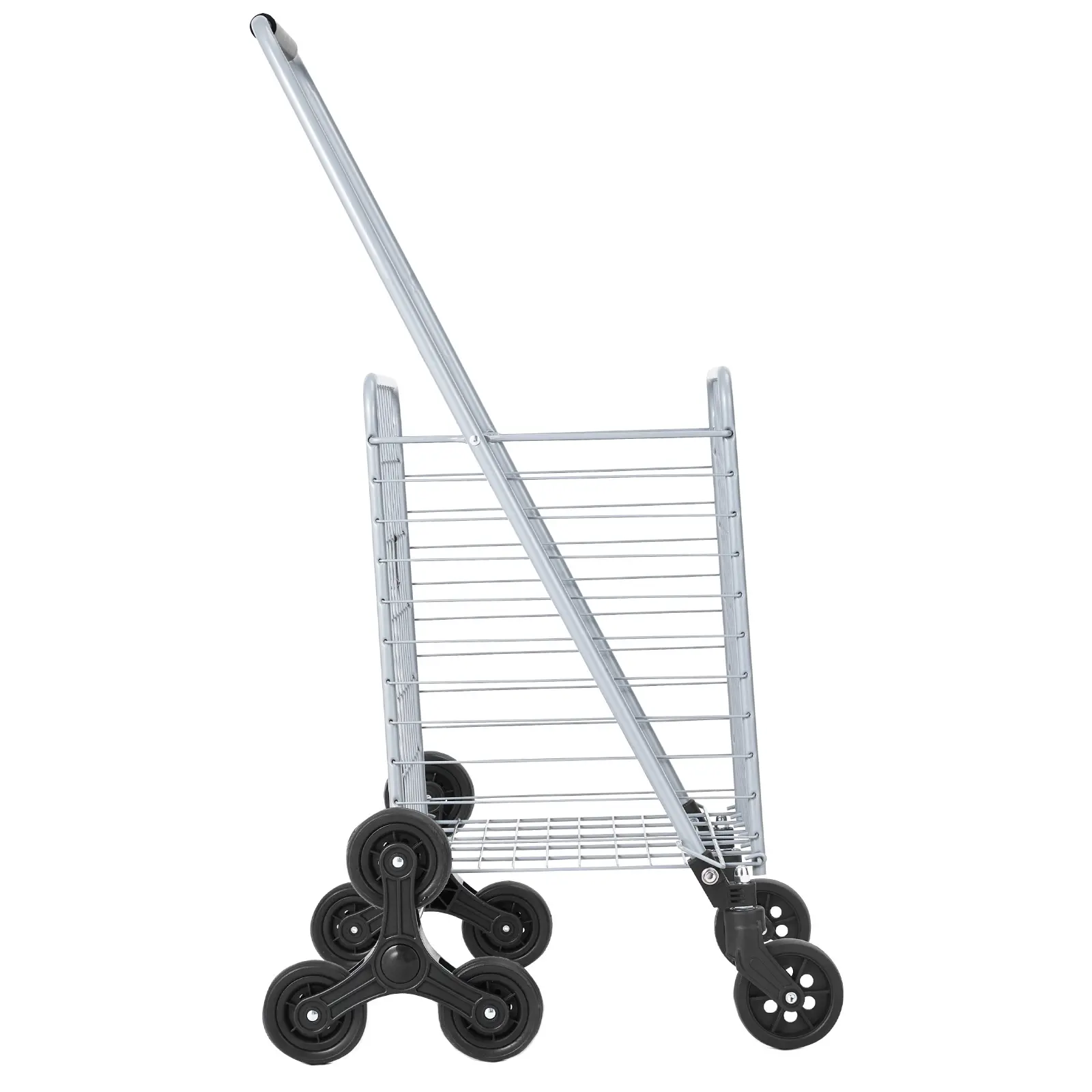 Alt View 5. VEVOR - Grocery Shopping Cart, 45L Stair Climbing Shopping Cart with 360° Rolling Swivel Wheels, Stair Climber Utility Cart - Silver.