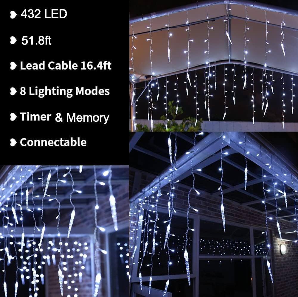 - 432 LED
- 51.8ft
- Lead Cable 16.4ft
- 8 Lighting Modes
- Timer & Memory
- Connectable