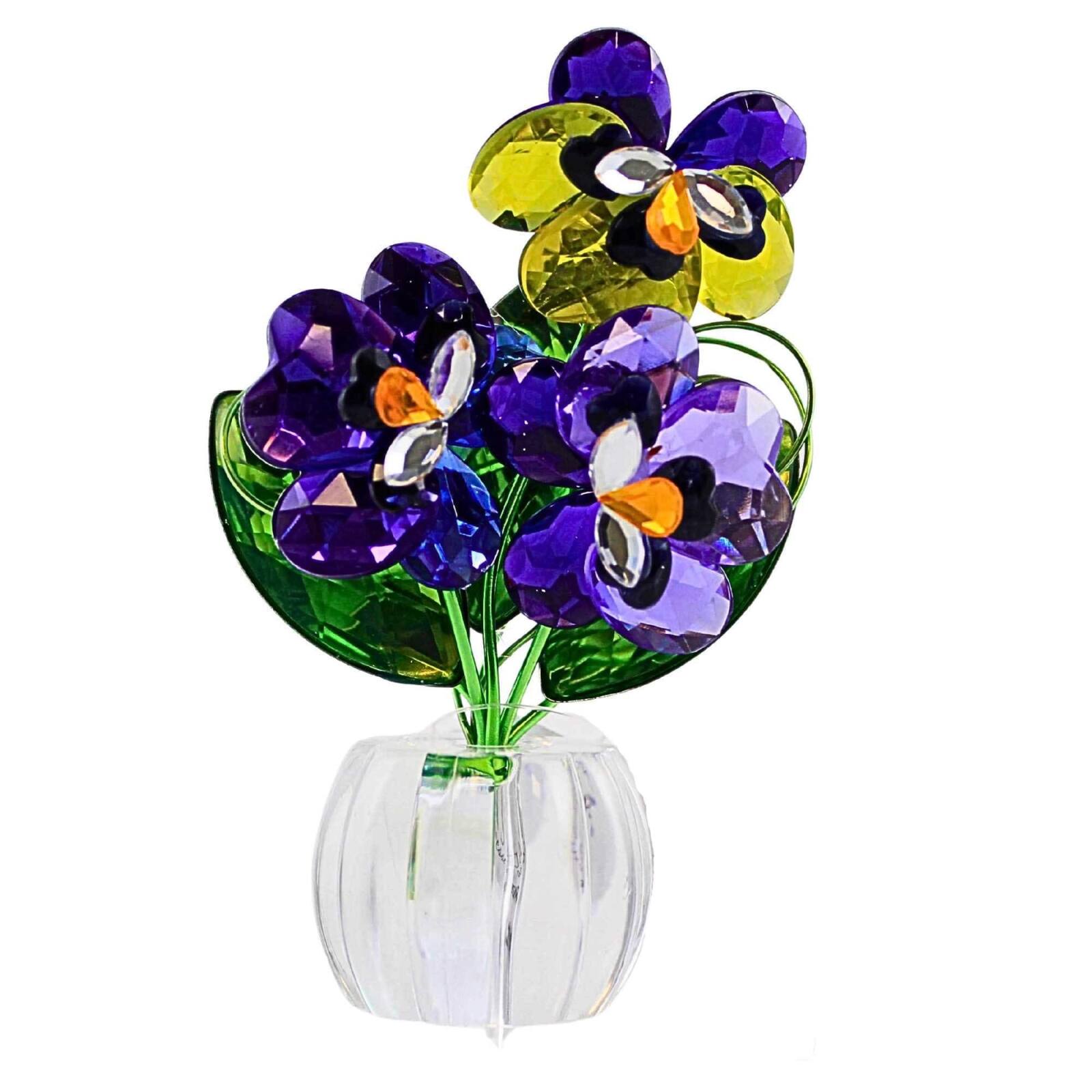 Back. Ganz - Ganz Pansy Posy Pot Acrylic Multicolored Flower Figurine 4 inch - Purple.