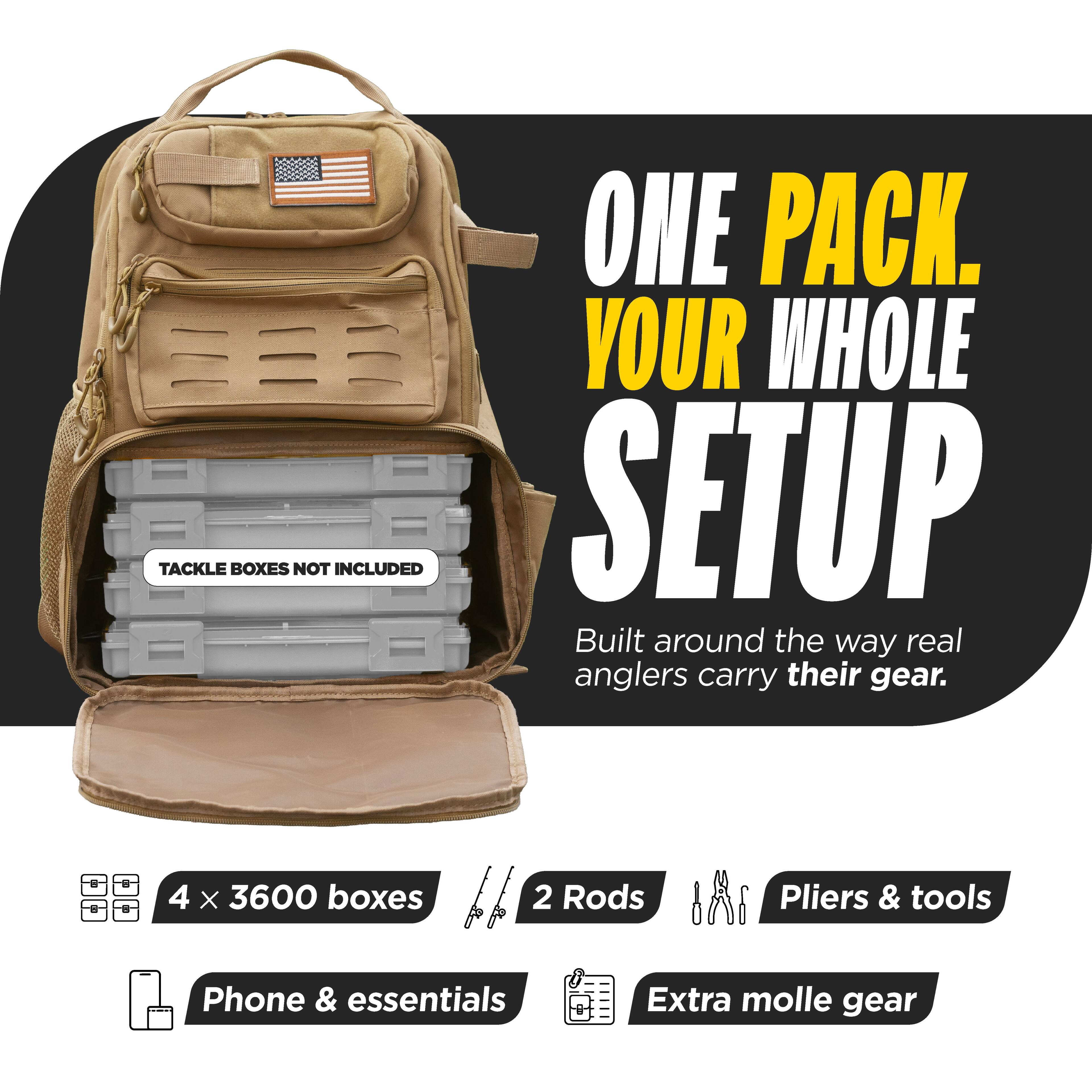 Beyond Braid Beyond Fishing Tackle Backpack, 40L Water Resistant Canvas ...